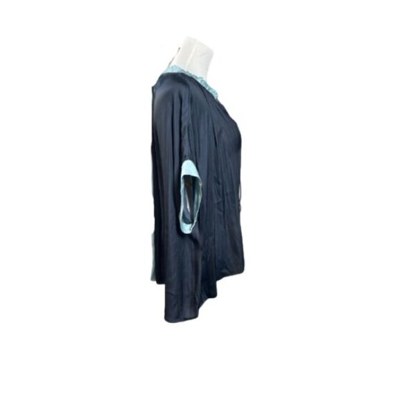 NWT Current Air Colorblock Ruffled Split Neck Blouse size Small - Picture 7 of 7